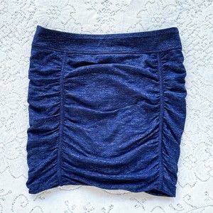 Athleta Odyssey Twisted Mini Skirt Ruched Blue Metallic Space Dye Size XXSmall
